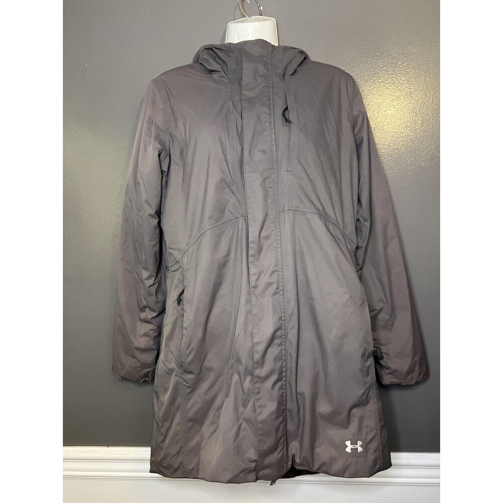 Under Armour Coat Womens Small Gray Hooded Parka Storm3 ColdGear Infrared - Picture 2 of 16